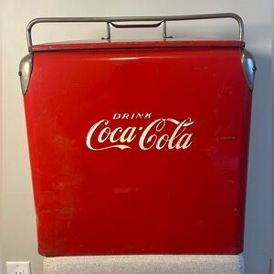 Coca-Cola Vintage 1940s Red Metal Cooler Canadian Design St. Thomas Metal Signs